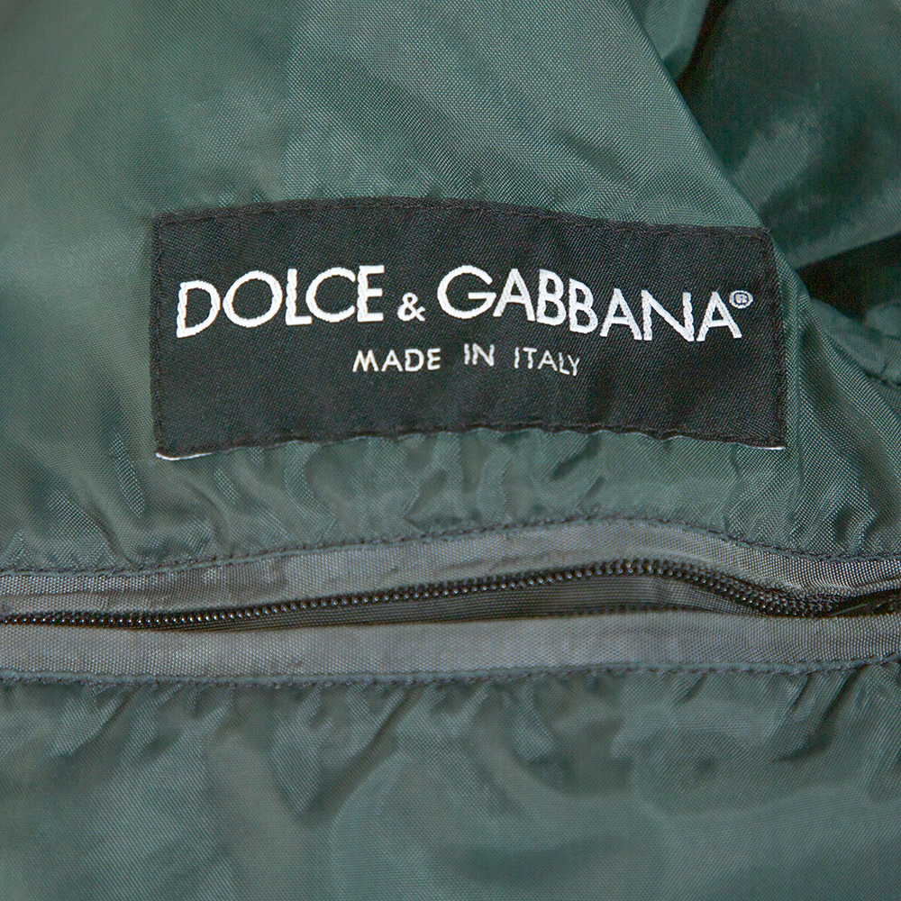 Dolce & Gabbana Dark Green Leather Trim Zip Front Jacket M - Picture 6 of 7